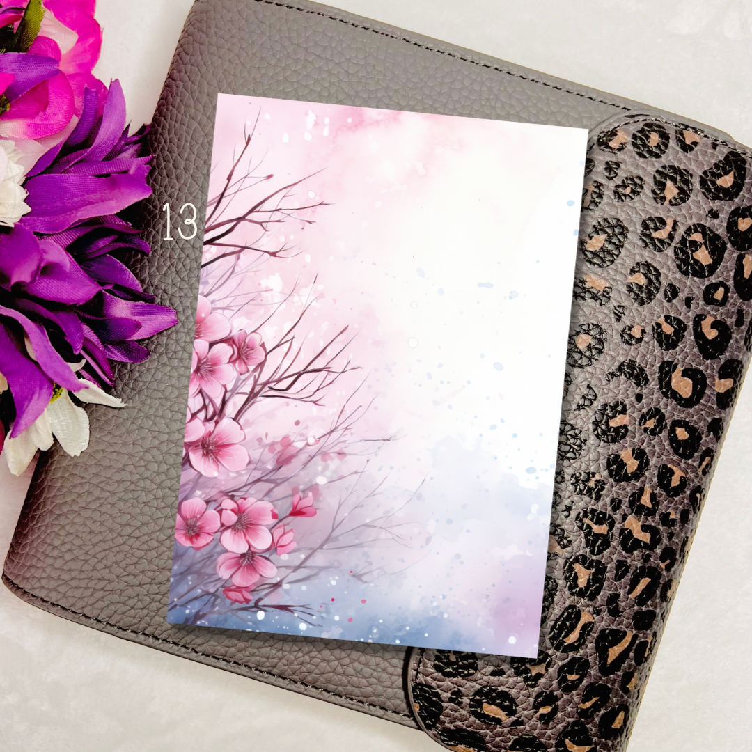 3.5x5" Winter Cherry Blossom Journaling Cards