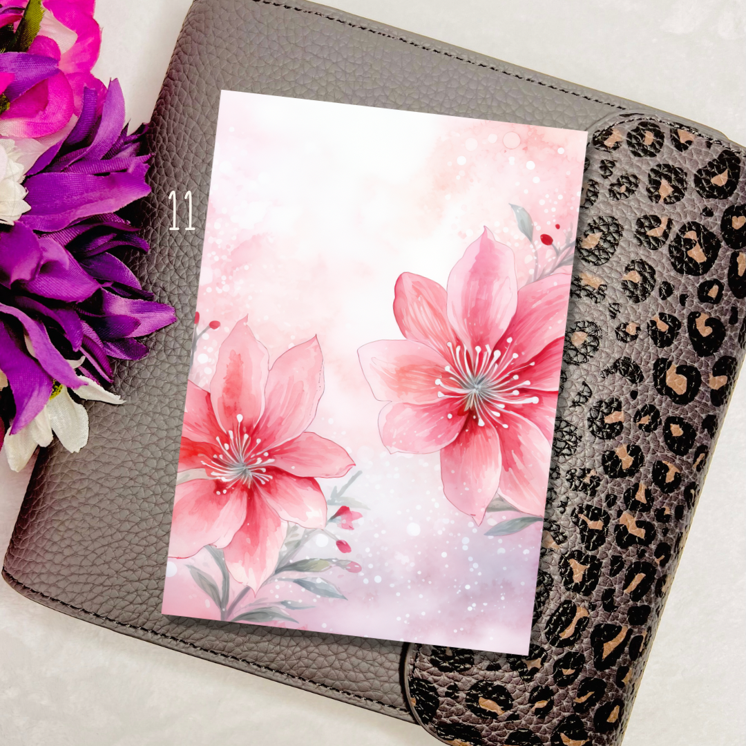 3.5x5" Winter Cherry Blossom Journaling Cards