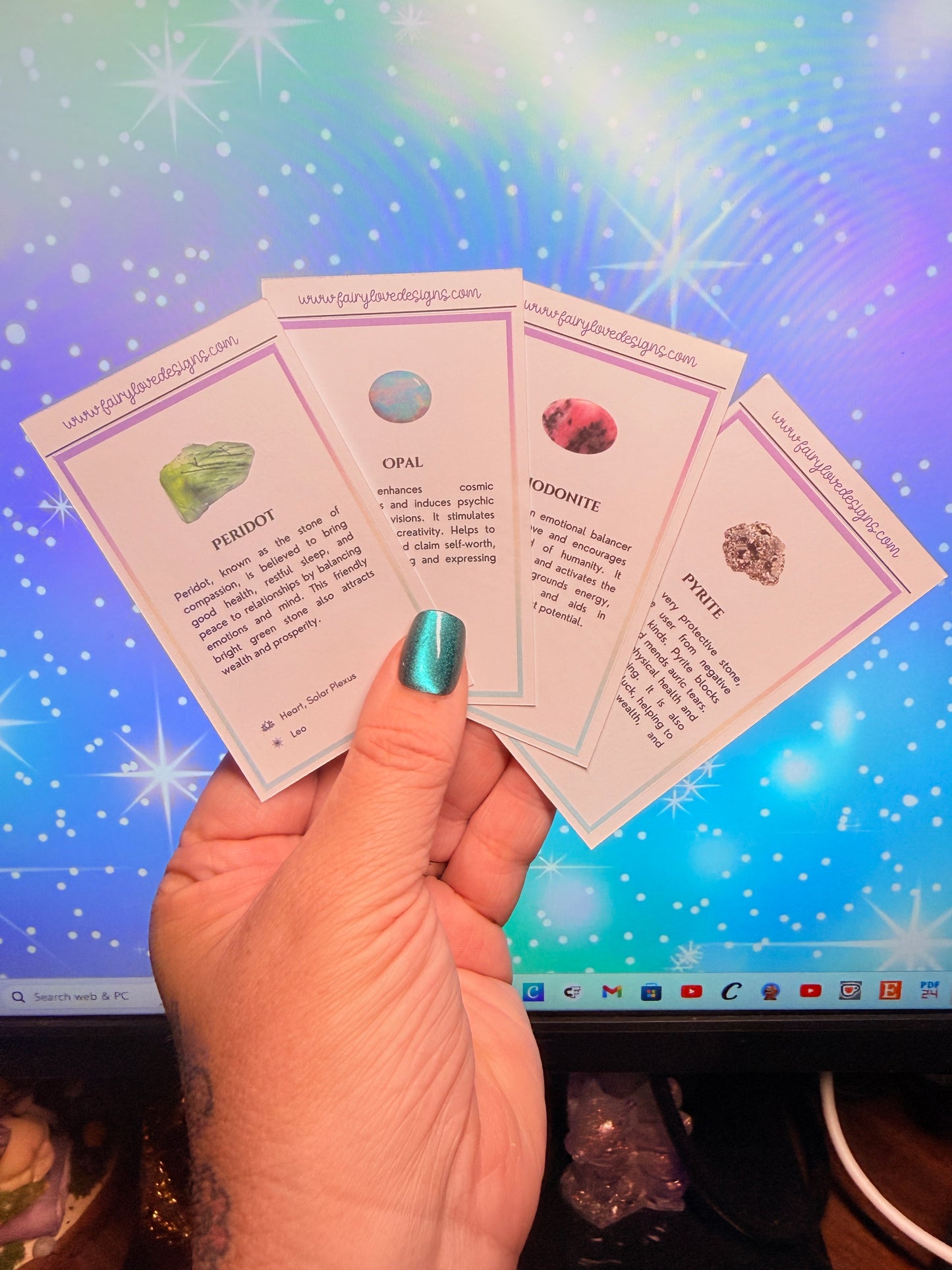 Crystal Meaning Sticker Cards