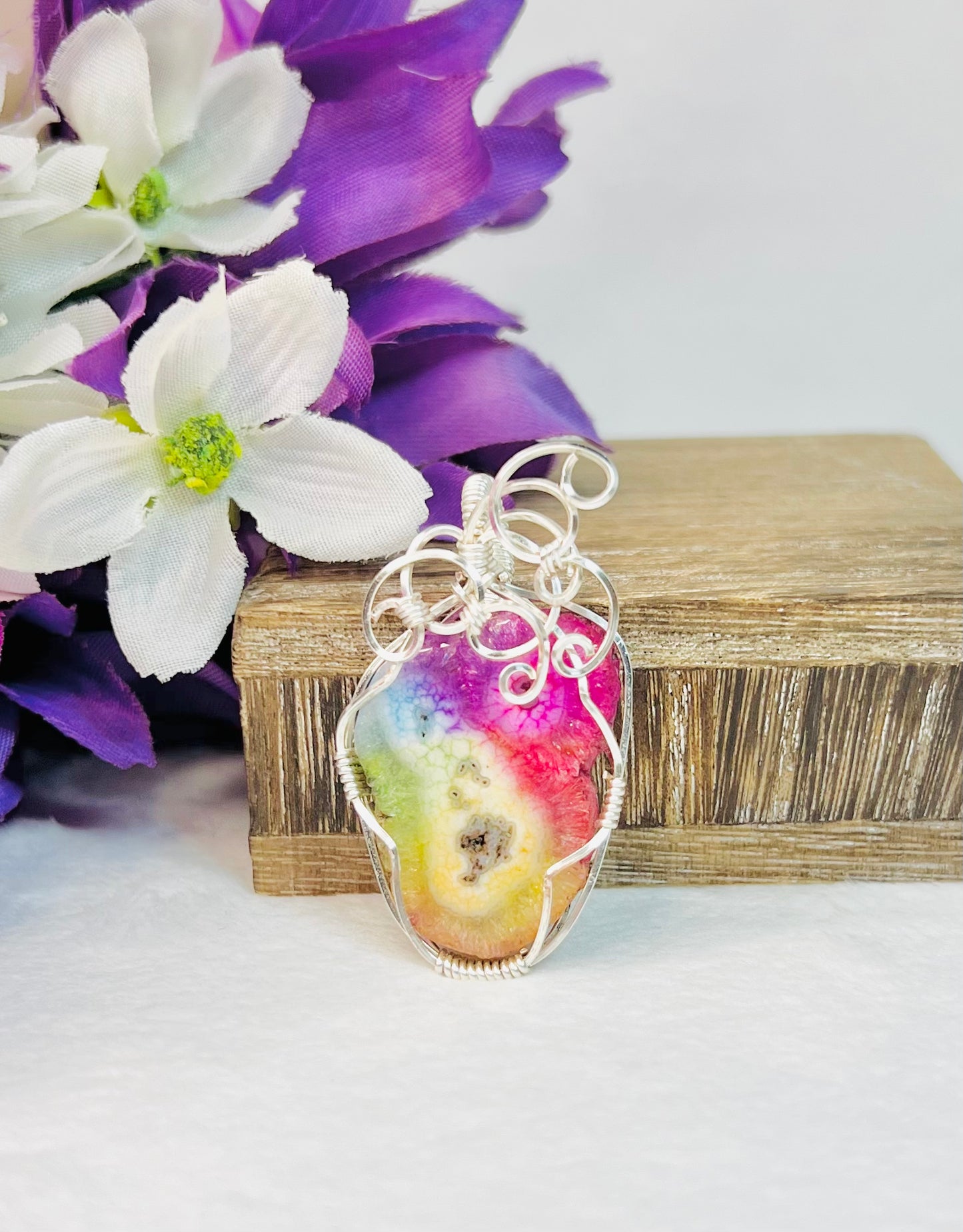 Rainbow Dyed Quartz Pendant