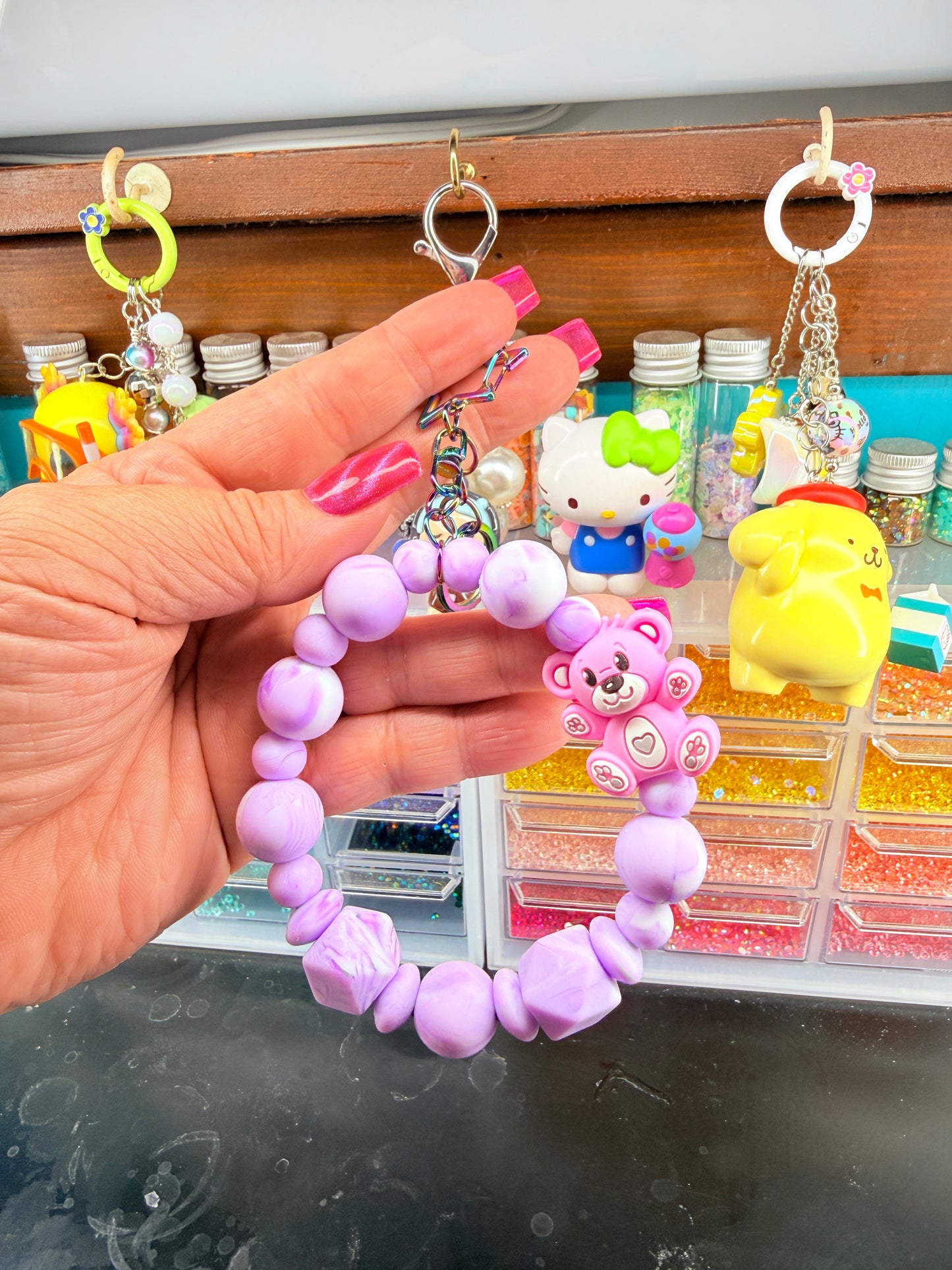 Purple Bear Bag Charm