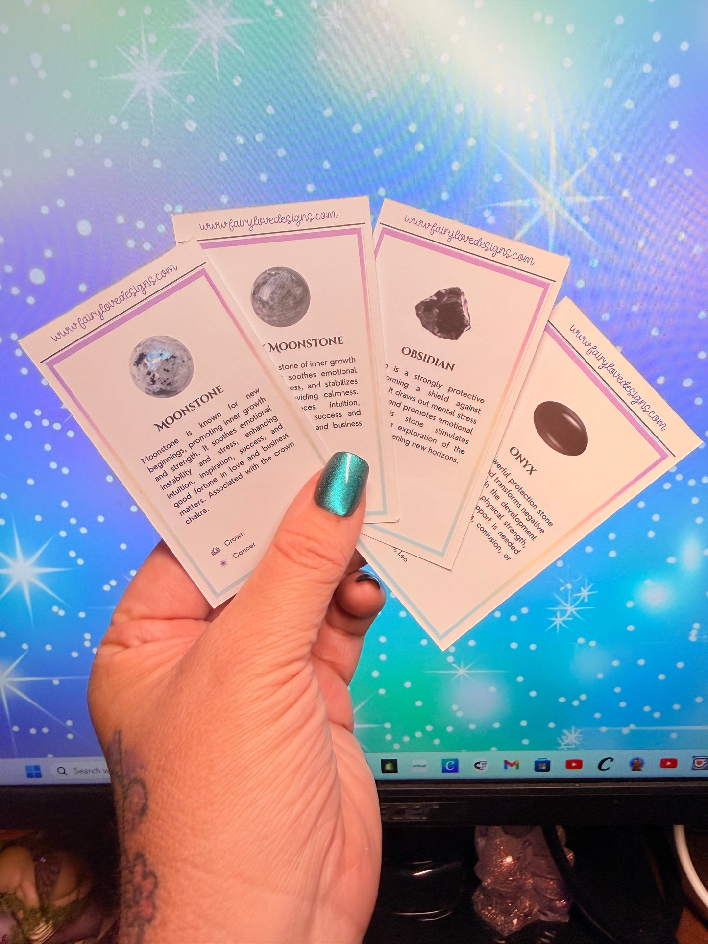 Crystal Meaning Sticker Cards