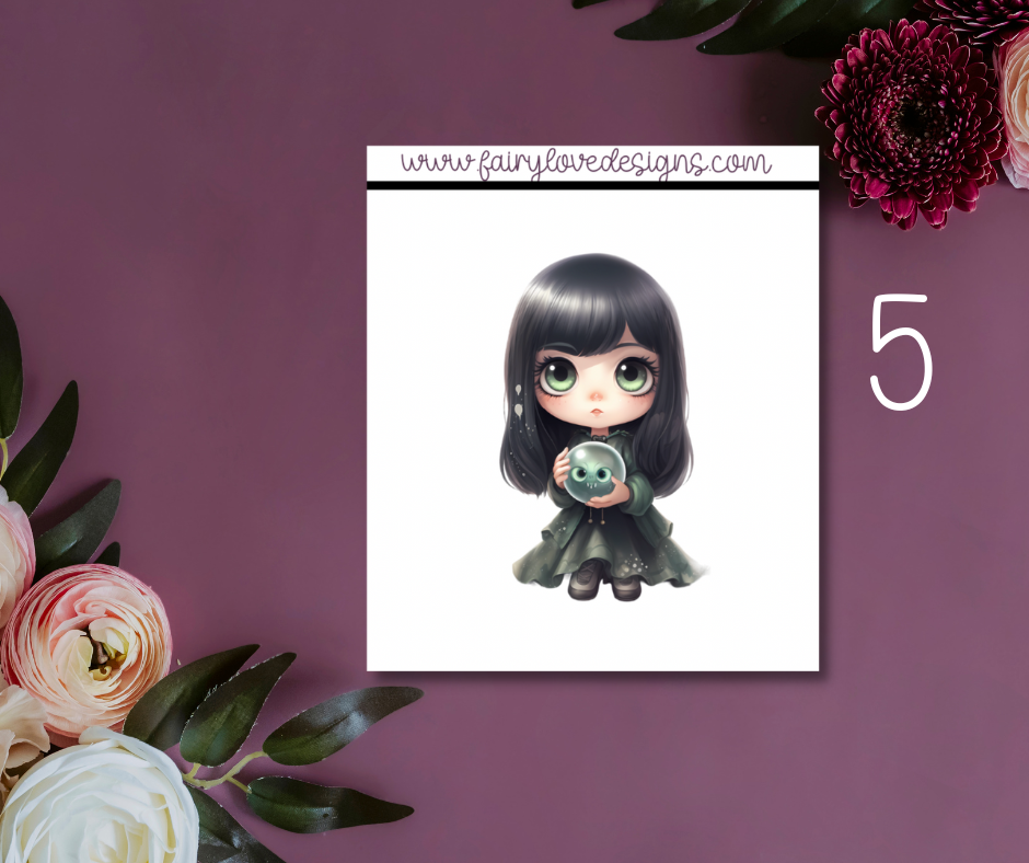 1 1/2" Witchy Girls Single Deco Stickers