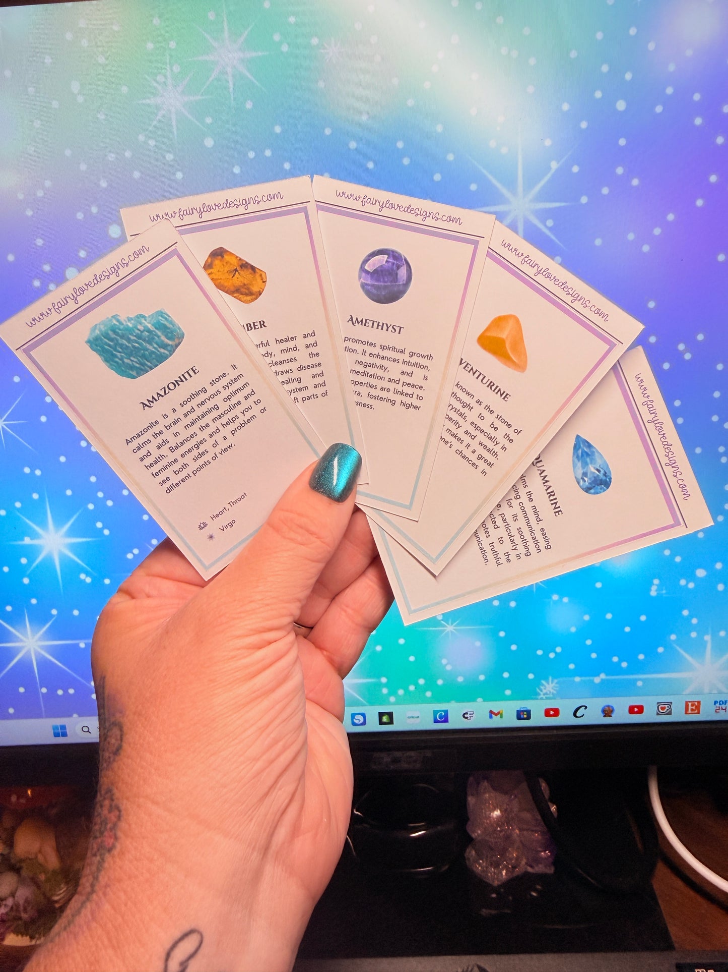 Crystal Meaning Sticker Cards