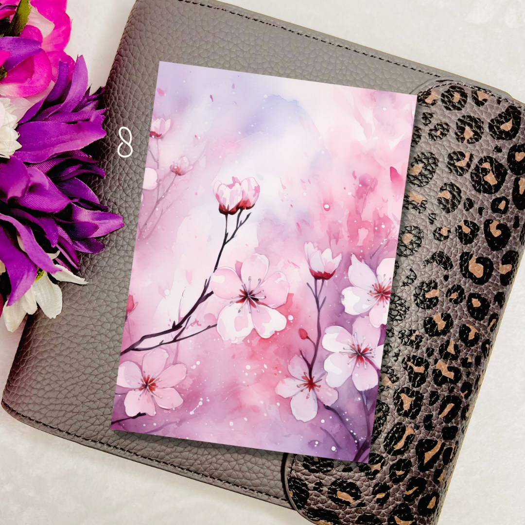 3.5x5" Winter Cherry Blossom Journaling Cards