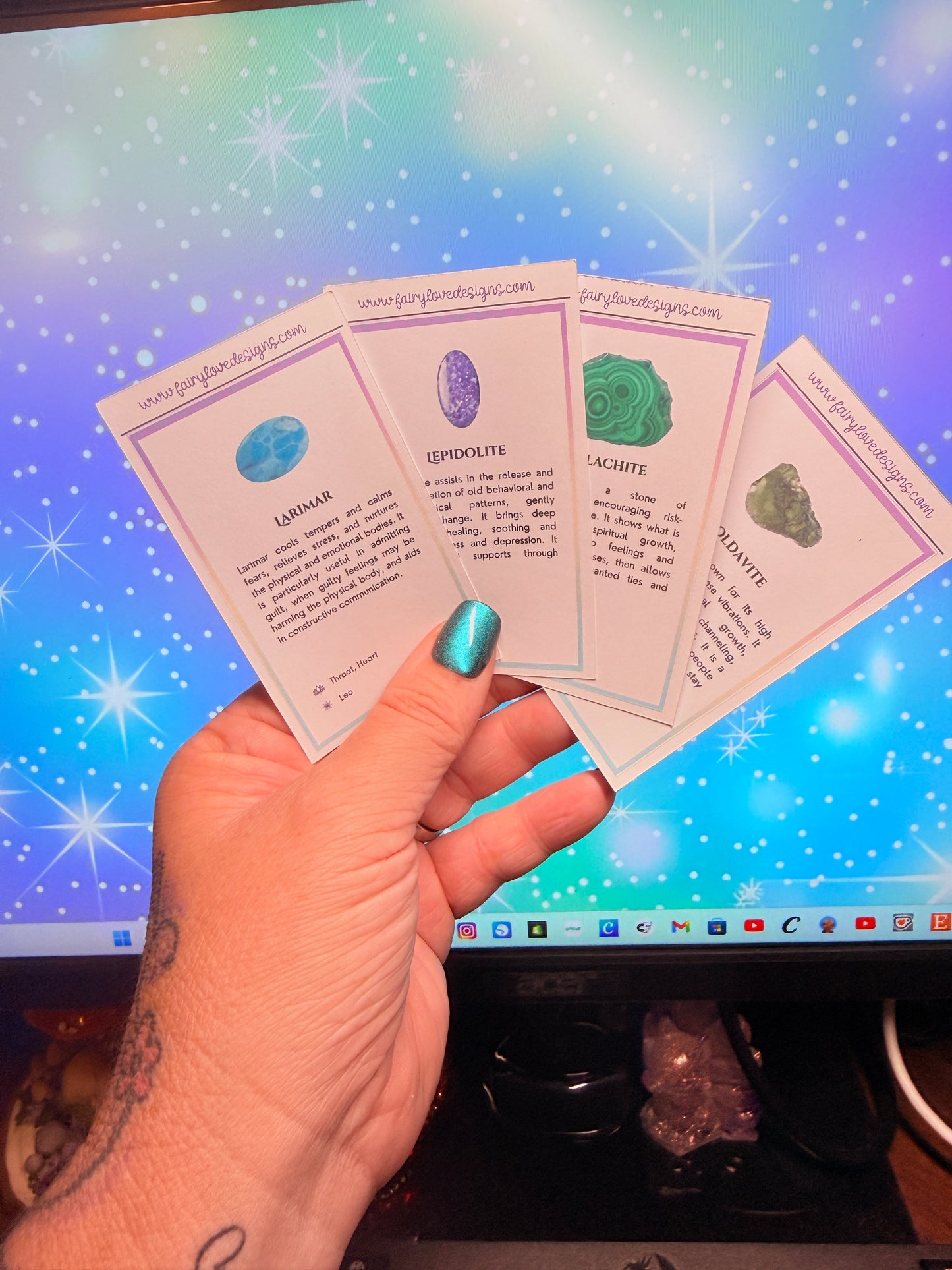 Crystal Meaning Sticker Cards