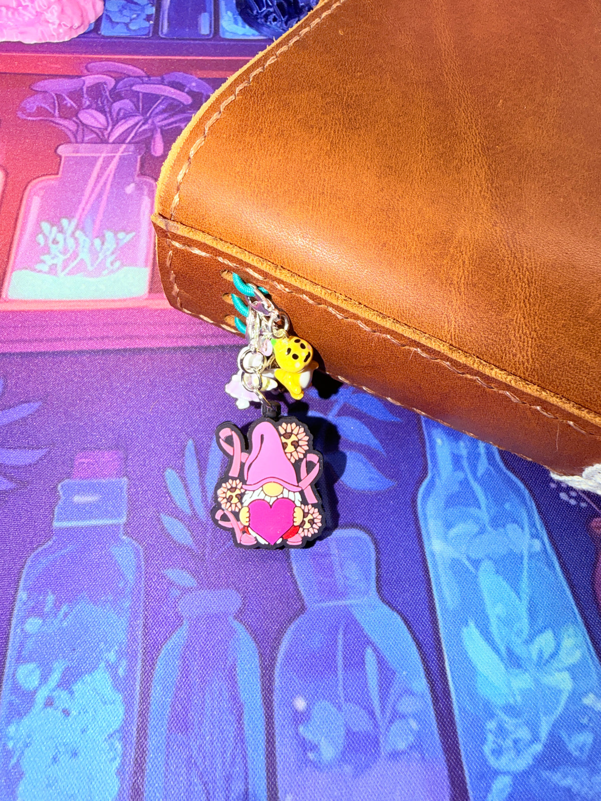 Breast Cancer Awareness Gnome Zipper Pulls