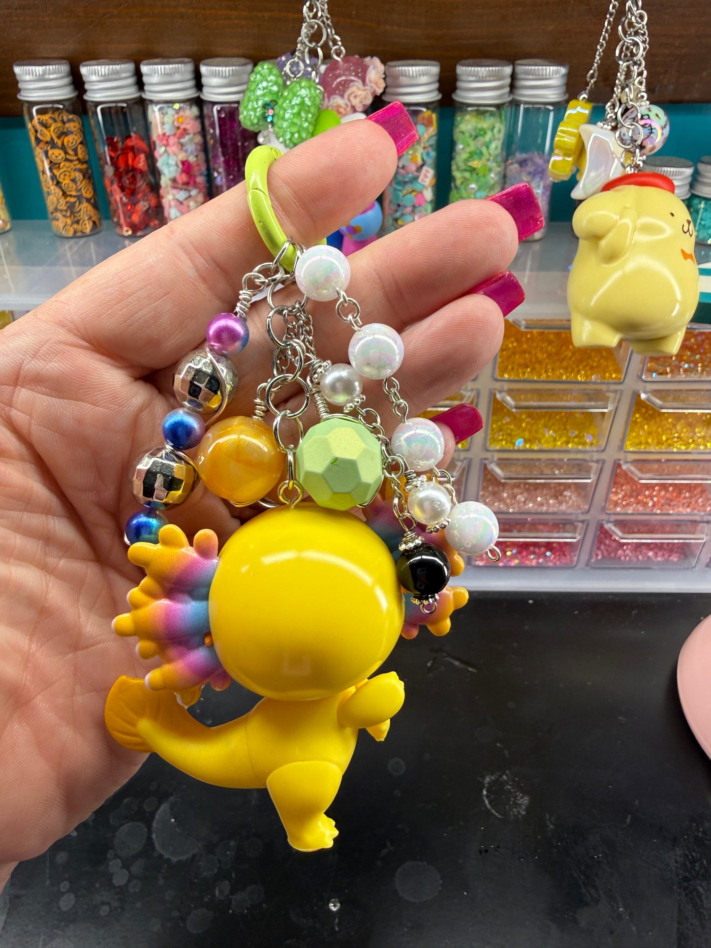 Pink Axolotls Junk Keychain/Bag Charm