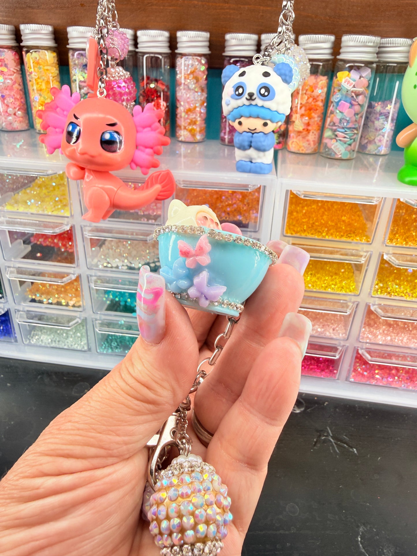 Kitty and Coffee Junk Keychain/Bag Charms