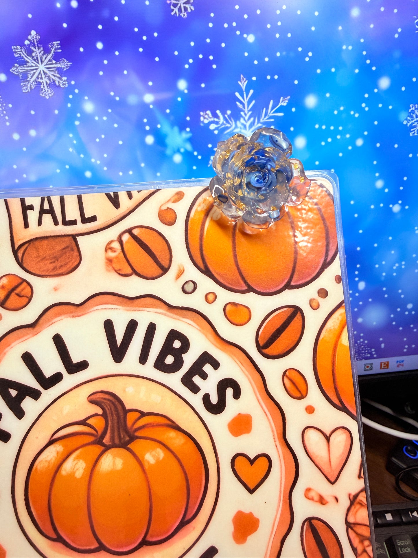 Clear and Blue Flower Journaling Clip