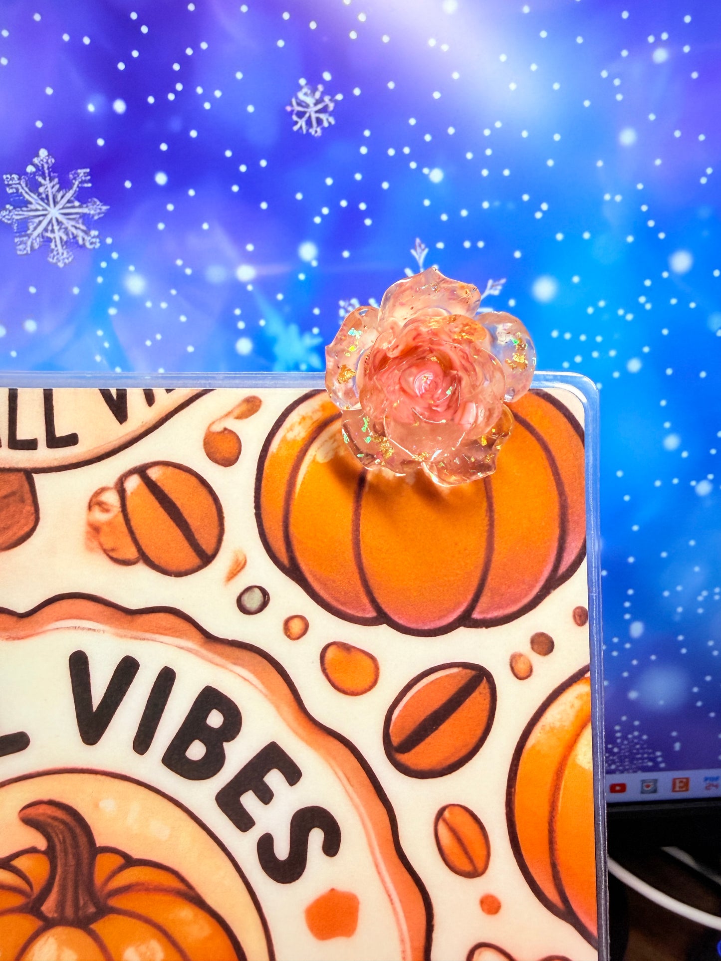 Clear and Pink Flower Journaling Clip