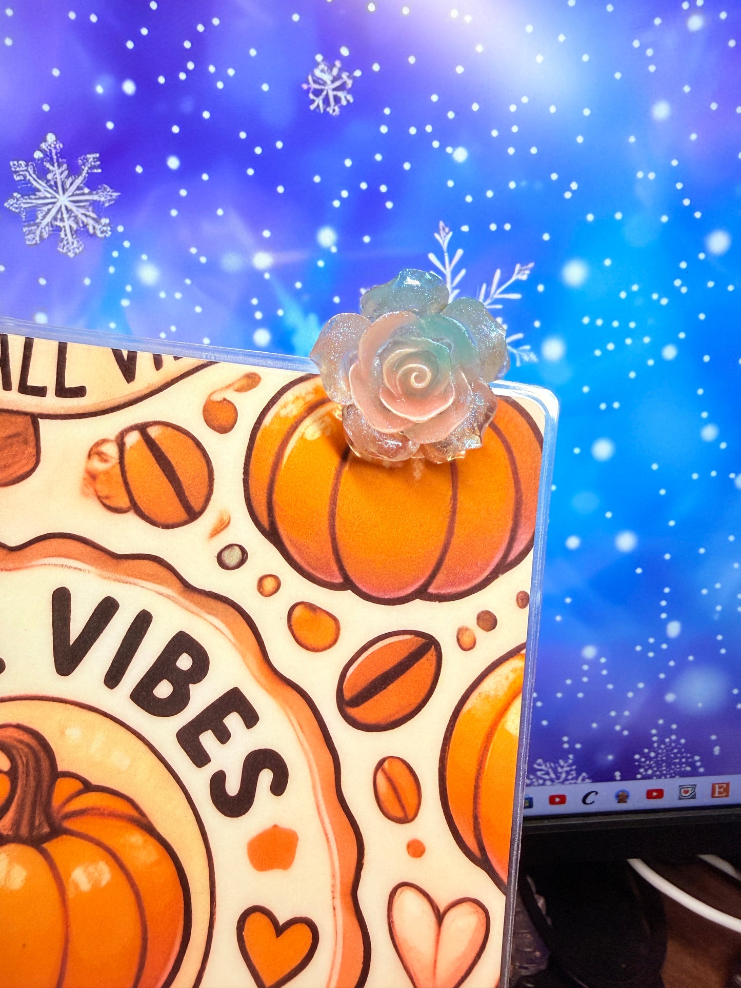 Clear Shimmer Flower Journaling Clip