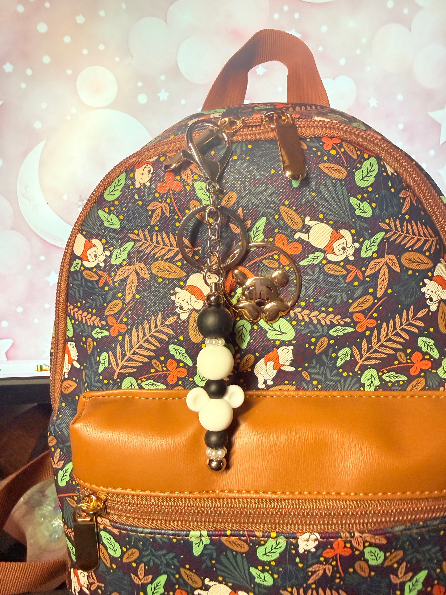 White and Black Mouse Bar Bag Charm