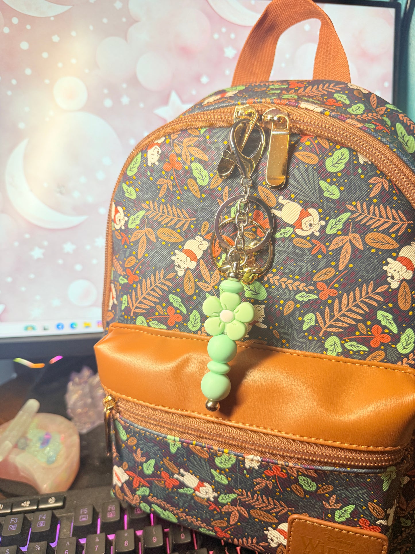 Mint green Flower Bar Bag Charms