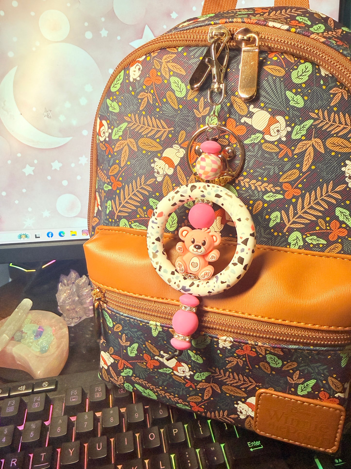 Pink Ring Bear Bag Charm