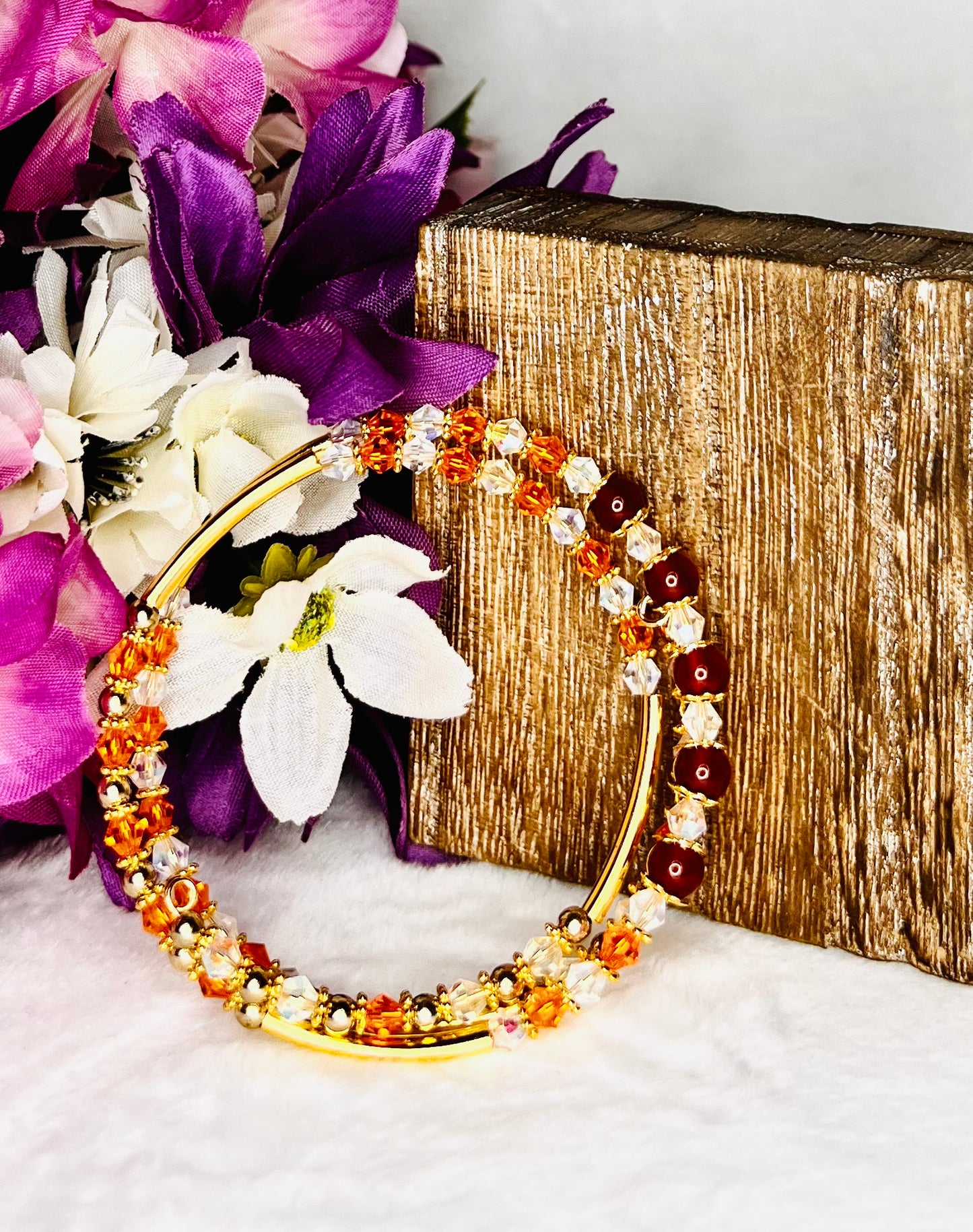 Carnelian Stone Bead Bangle