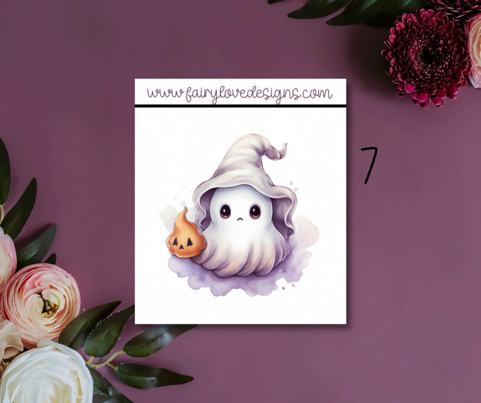 1 1/2" Cute Ghostie Single Stickers