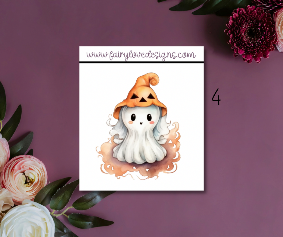 1 1/2" Cute Ghostie Single Stickers