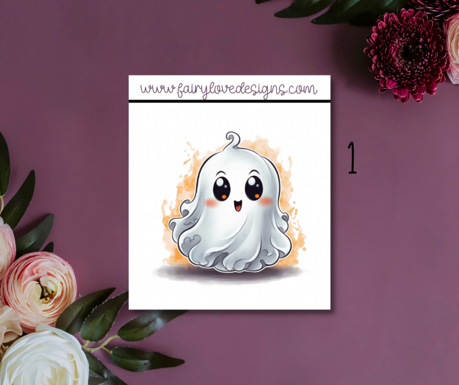 1 1/2" Cute Ghostie Single Stickers