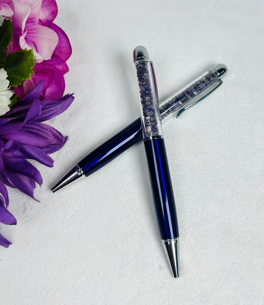 Purple Barrel Pen filled with Amethyst Stone Chips