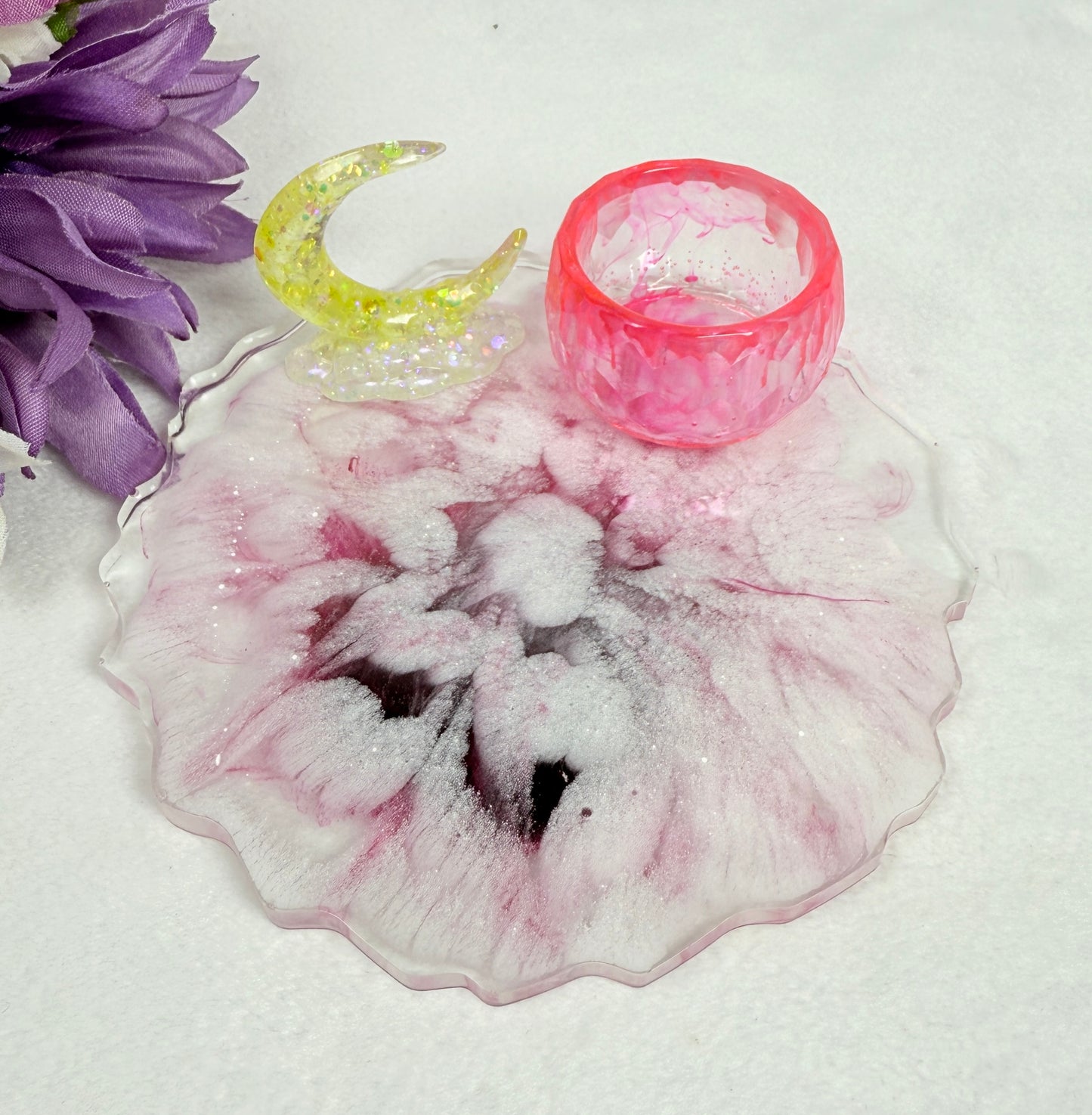 Fairy Moon Tray with White/Pink Design