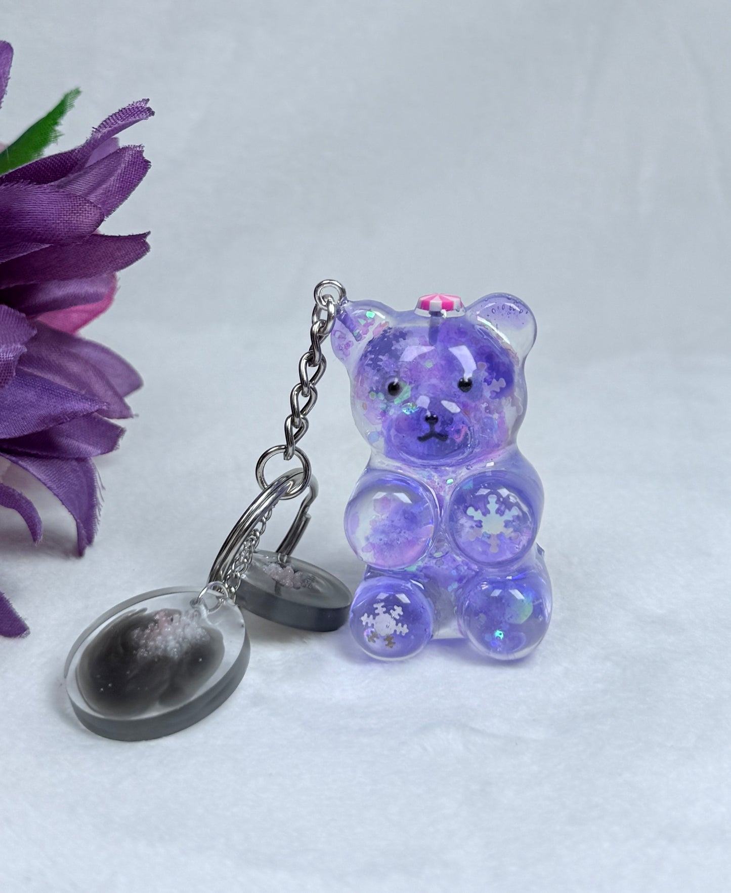 Purple Snowflake Bear Keychain