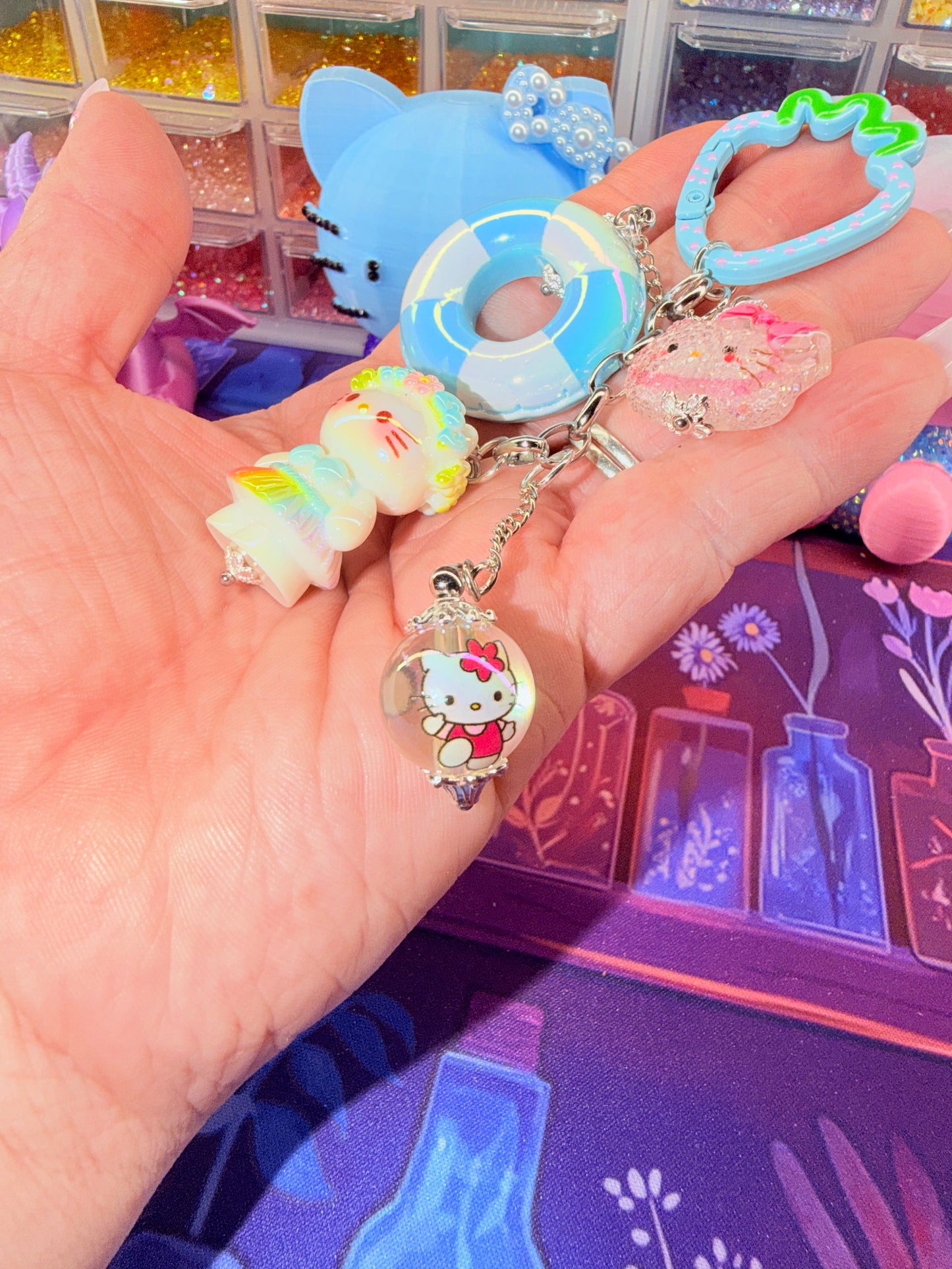 Hula Kitty Junk Keychain