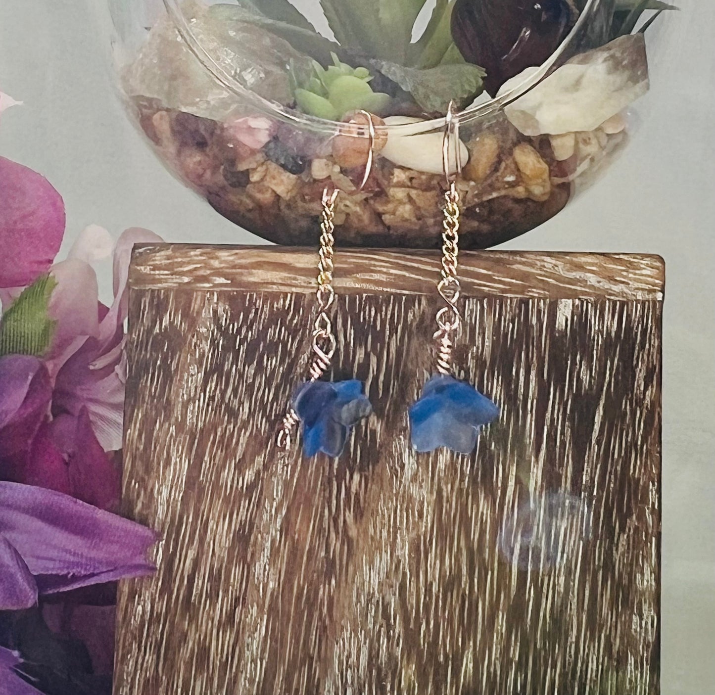 Periwinkle Blue Snow Flower Earrings