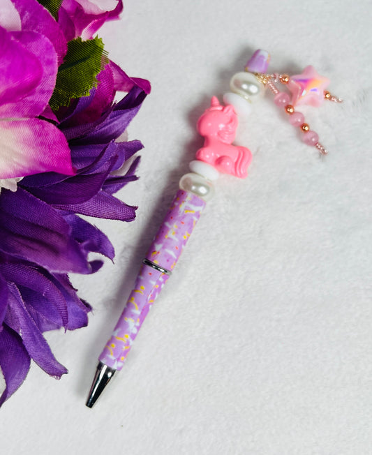 Pink Barrel Unicorn Pen With Charms