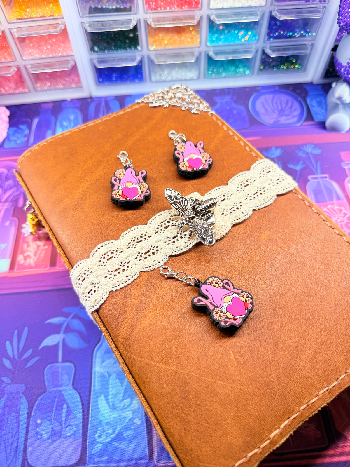 Breast Cancer Awareness Gnome Zipper Pulls
