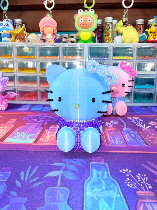 Blue Happy Kitty 3d Printed