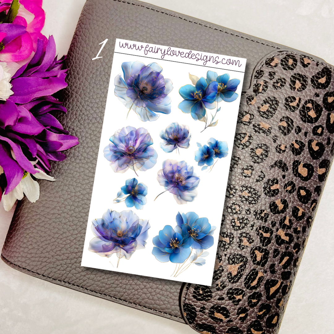 Purple Blue Glass Flowers