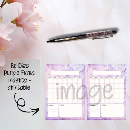 B6 Disc Purple Floral Inserts - printable