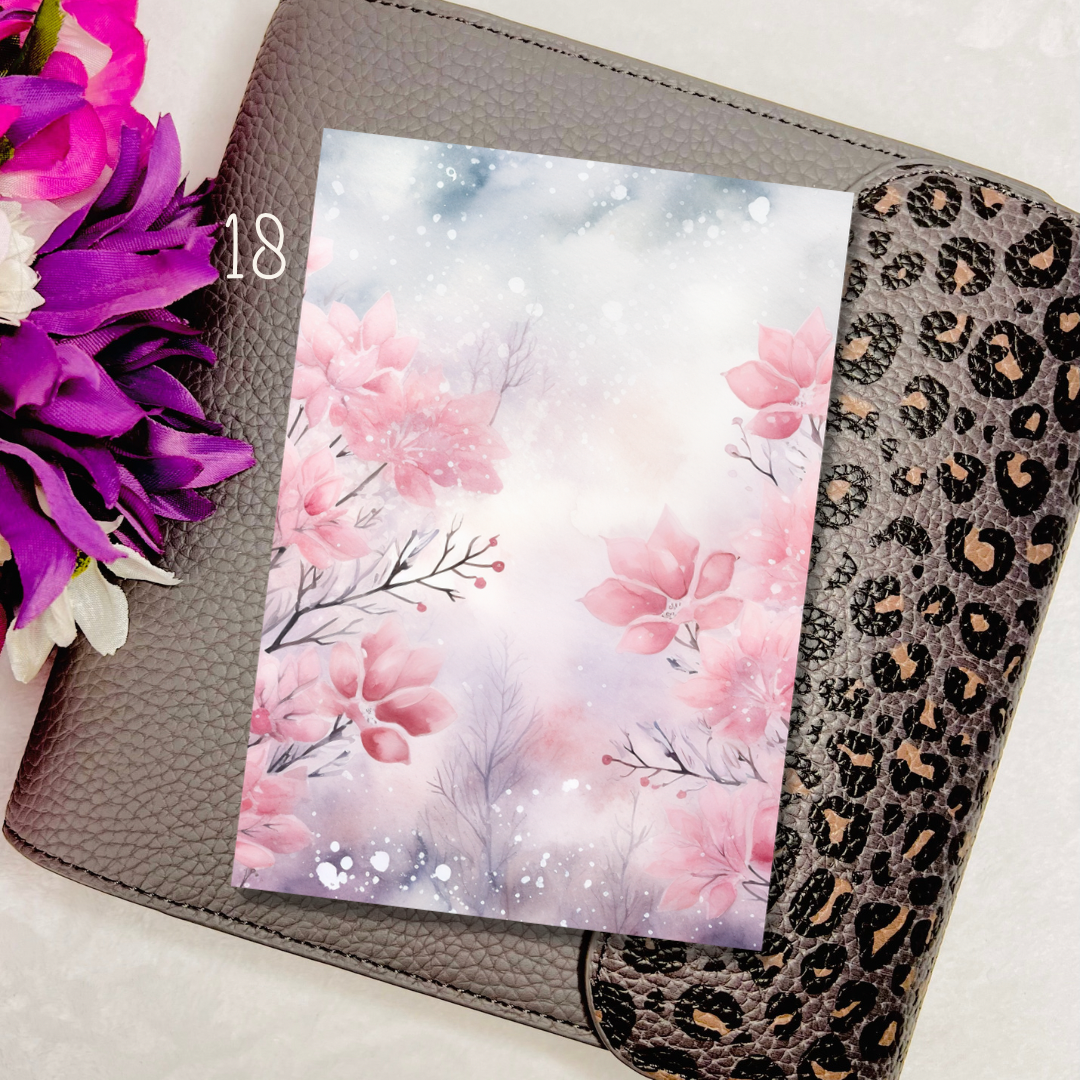 3.5x5" Winter Cherry Blossom Journaling Cards