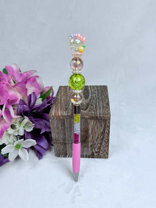 Hawaiian Kitty Rhinestone with Pink Pen Barrel