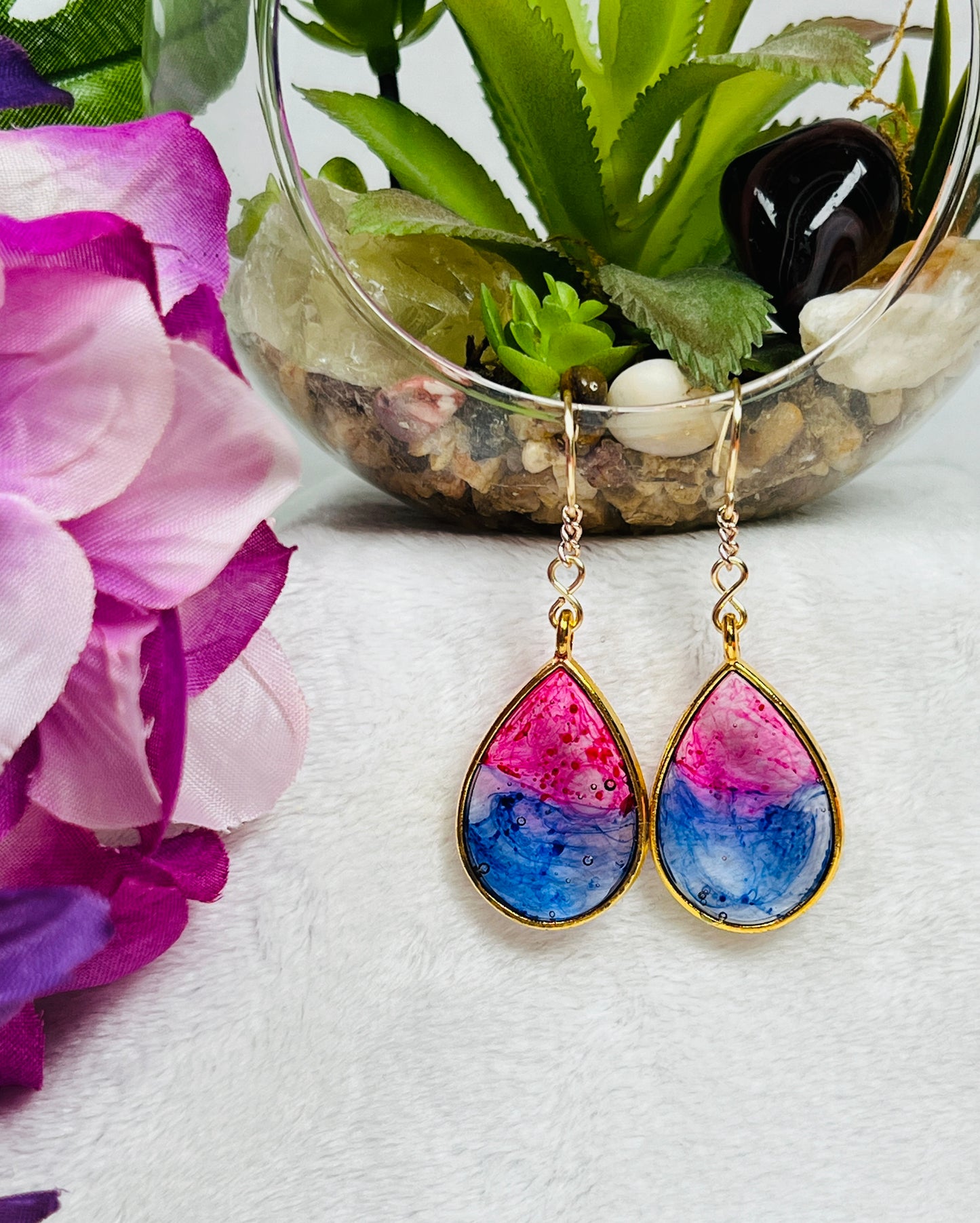 Pink and Blue Bubble Dangles