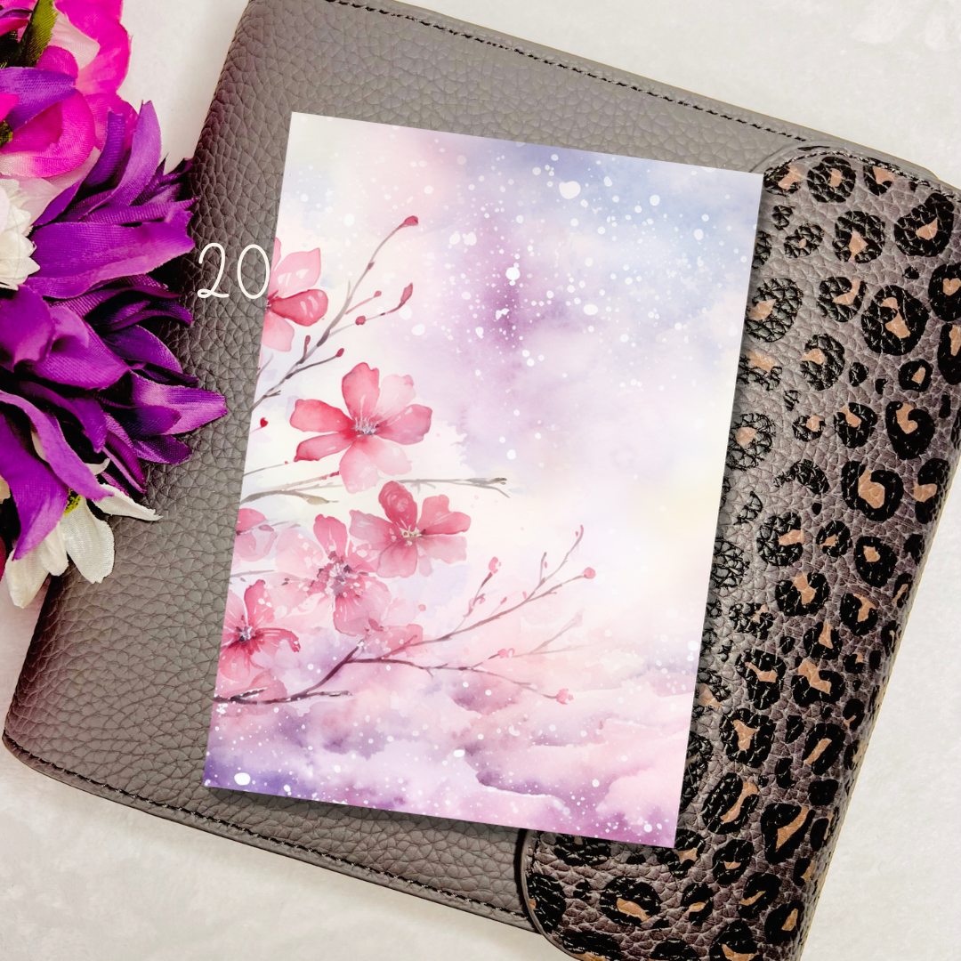 3.5x5" Winter Cherry Blossom Journaling Cards
