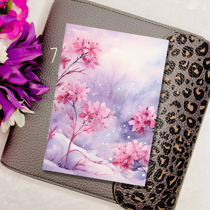 3.5x5" Winter Cherry Blossom Journaling Cards