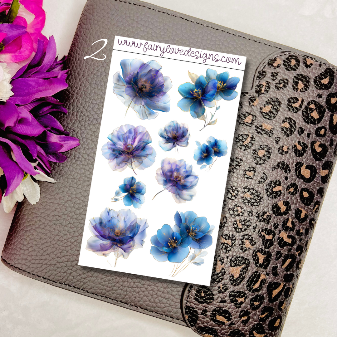 Purple Blue Glass Flowers