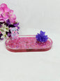 Pink Glitter Tray with Christmas Bear and Purple Crystal (all resin made)