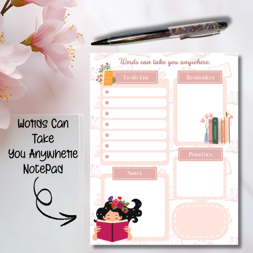Words Can Take You Anywhere Notepad