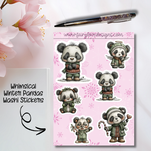 Whimsical Winter Pandas