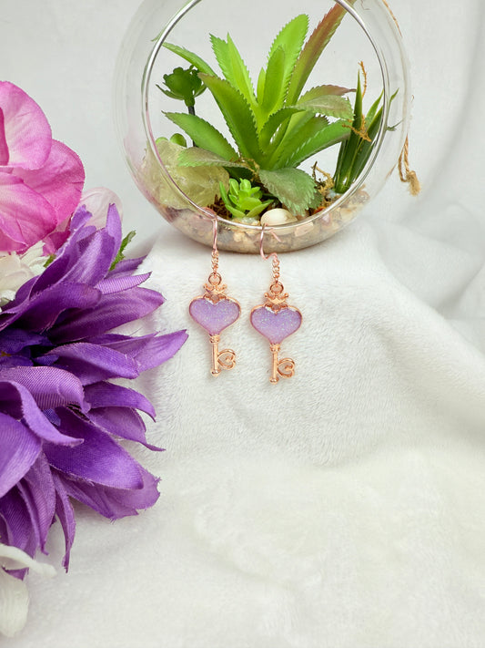 Rose Good with Purple Dangle Earrings