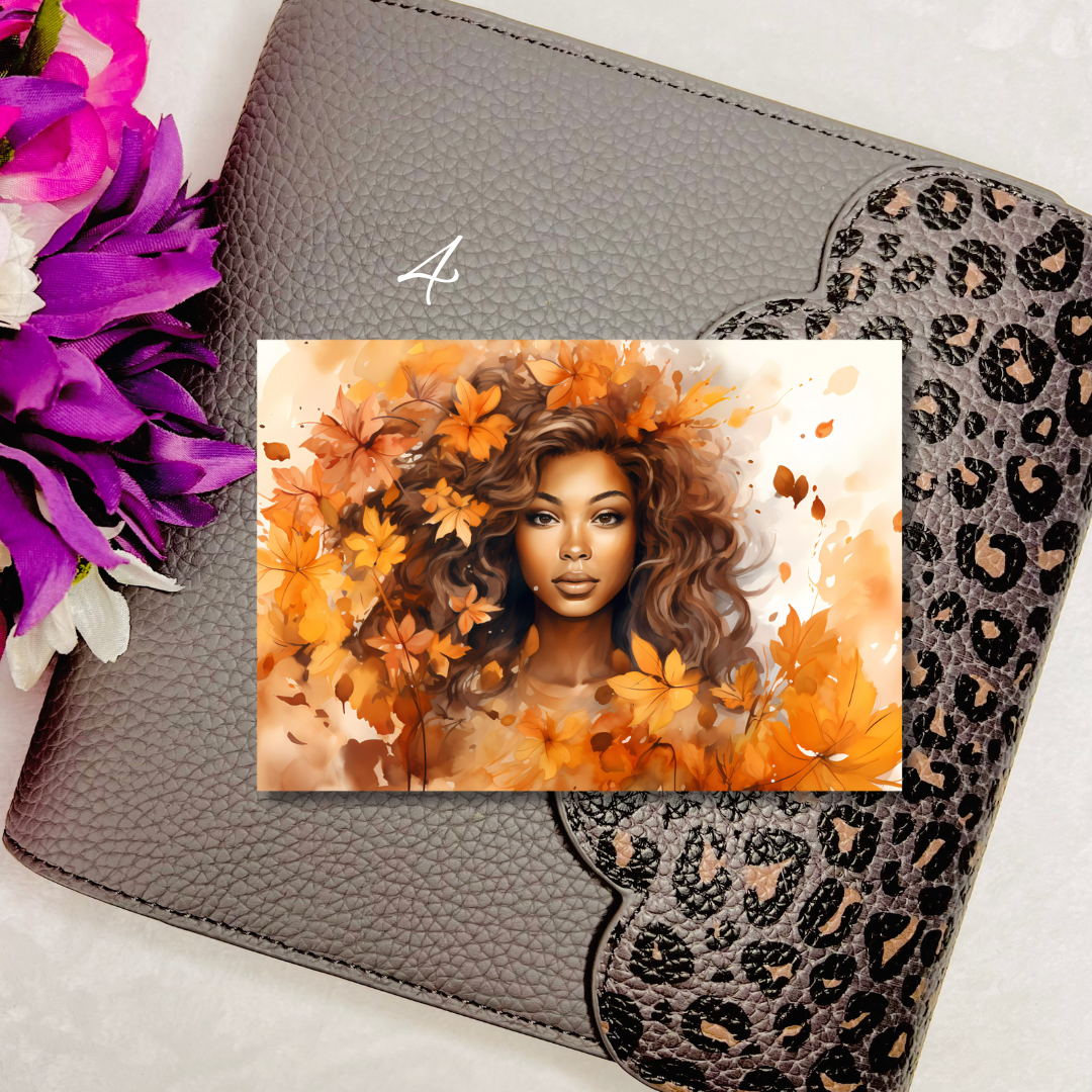 Dark Tone Autumn Girl Journaling Cards