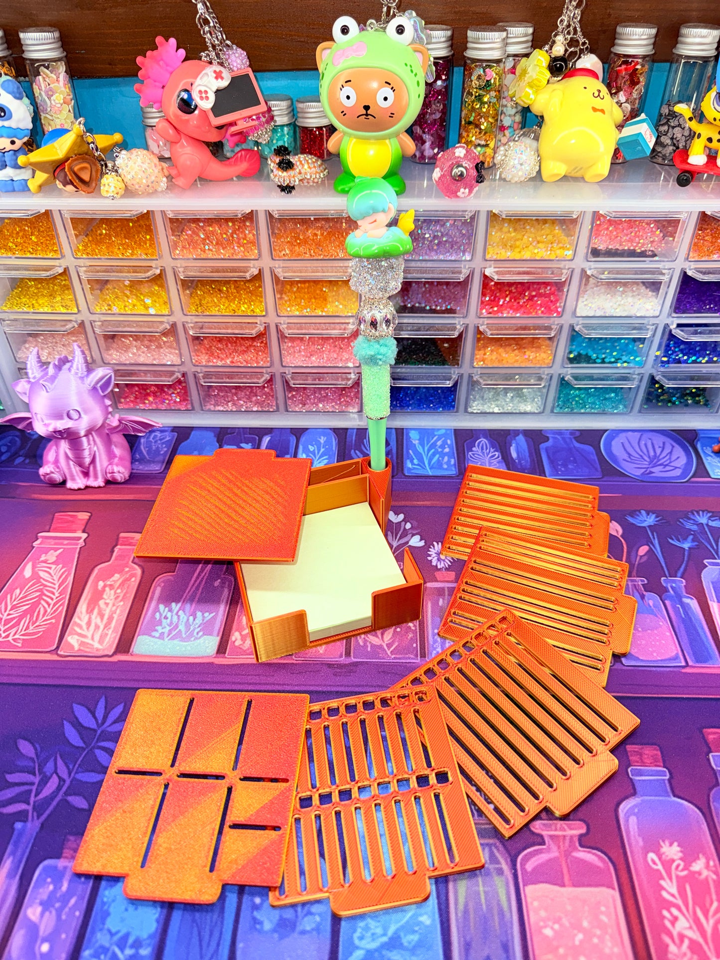 Sticky Note Holder with Stencils and Pen Holder