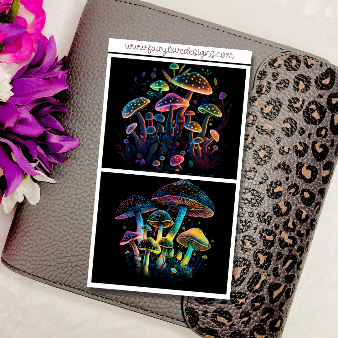 Neon Mushroom Journaling Kit with Rip Washi 2