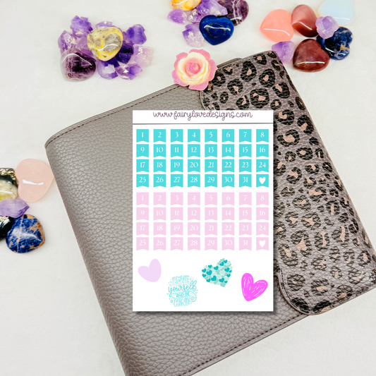 Teal and Pink Monthly - pocket buddy size