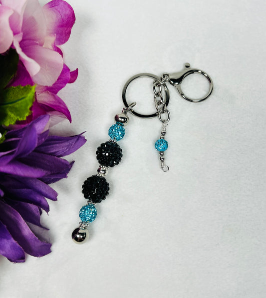 Black/Blue Bead Key-fob Keychain
