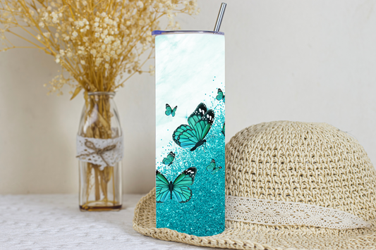 20 Ounce Skinny Tumbler with Butterfly