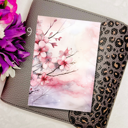 3.5x5" Winter Cherry Blossom Journaling Cards